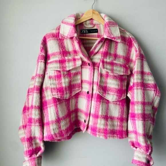 Zara Pink Plaid Shacket - Picture 1 of 10